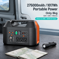 Station d'alimentation portable 1017Wh 1000W, alimentation 275000mAh AC DC USB-C avec écran LCD pour le camping, l'extérieur et la maison (backup)