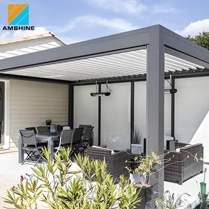 Pérgola de Lujo para Exteriores, Impermeable, con Techo de Aluminio y Persianas, con Cortinas Eléctricas para Privacidad - Product Image 5