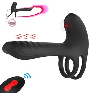 Shand Frank cincin silikon uniseks, cincin ganda pengunci dengan stimulasi tiga titik Masturbator pria - Product Image 3