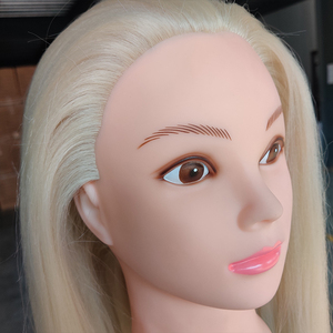 Tête avec cheveux longs Mannequin tête d'entraînement droite avec cheveux épais pratiquer le <span class=keywords><strong>maquillage</strong></span> coiffure Mannequin poupées coiffage - Product Image 6