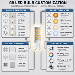 หลอดไฟ LED G9 4.5W SMD2835 550-600LM ปรับความสว่างได้ 360 °   ไม่มีการกระพริบ AC230V 2700K-6000K PC เซรามิก CE ETL ErP RoHS สำหรับโคมไฟระย้าคริสตัล - Product Image 4
