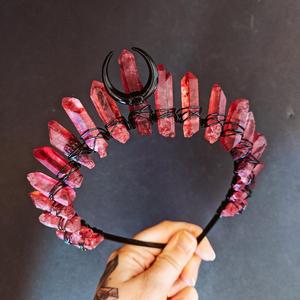 ファッションアクセサリー女性ヘアバンドアメジスト天然クリスタルヘアバンドムーンスター型天然石ヘッドバンド女性用 - Product Image 1