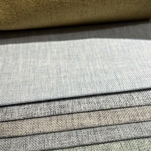Tissu d'<span class=keywords><strong>ameublement</strong></span> tissé en mélange de <span class=keywords><strong>coton</strong></span> et de lin irlandais 320 GSM pour canapé - Enduit PU, résistant à l'abrasion, poids lourd - Product Image 1