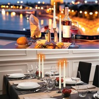 Promotion Faux Wax Taper Candles Batterie betriebene flackernde LED Candlesticks Home Decor