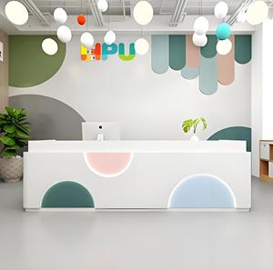 โต๊ะบาร์ไม้เนื้อแข็ง B023 โต๊ะประชาสัมพันธ์ เคาน์เตอร์แคชเชียร์ ดีไซน์ทันสมัย หรูหรา ทนทานต่อการกัดกร่อน สำหรับใช้งานเชิงพาณิชย์ โรงเรียน โรงพยาบาล - Product Image 3