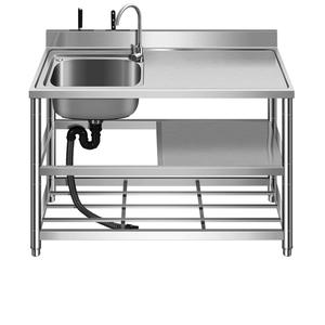 Fregadero de lavabo de <span class=keywords><strong>verduras</strong></span> de acero inoxidable SUS304 individual con plataforma de soporte-piso de mesa de cuerpo de gran capacidad - Product Image 1