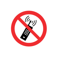 Panneau de sol - Interdiction de téléphones portables - PVC adhésif 100x100mm - Fabriqué en Italie
