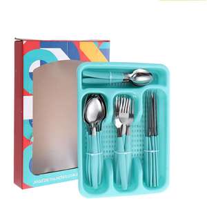 <span class=keywords><strong>Juego</strong></span> <span class=keywords><strong>de</strong></span> Cuchillos, Tenedores y Cucharas <span class=keywords><strong>de</strong></span> Acero Inoxidable <span class=keywords><strong>de</strong></span> 25 Piezas con Mangos Curvos para Carne y Postres, Gran Venta en Sudamérica, Brasil - Product Image 4