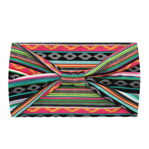 Diadema elástica de algodón bohemio ancha con nudos, a rayas, antideslizante, para deportes y entrenamiento, venta al por mayor de fábrica - Product Image 3