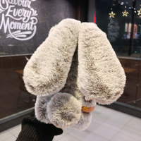 Coque de téléphone en peluche lapin pour iPhone 17 15 Pro Max, mignonne, en fourrure d'hiver, avec oreilles de lapin, pour iPhone 16 Pro Max, coque arrière
