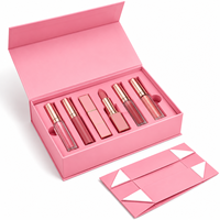 Boîte magnétique pliable de luxe personnalisée pour gloss et rouge à lèvres, impression offset CMYK, insert en EVA rose