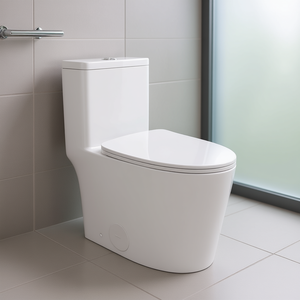 Inodoro de Cerámica de Una Pieza, 1.1 GPF, Doble Descarga, Montaje en el Suelo, Taza Alargada, Asiento con Cierre Suave, para Baño - Product Image 2