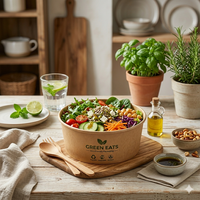 Bol à pâtes rond jetable avec logo personnalisé imprimé, service de livraison à emporter, biodégradable, service OEM ODM pour salades fraîches