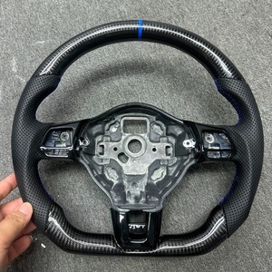 Sans garniture centrale Demi-cuir carbone LED noyau <span class=keywords><strong>de</strong></span> volant pour Volkswagen pour VW <span class=keywords><strong>Golf</strong></span> R 6 MK6 MK7 MK7.5 GTI Jetta Passat - Product Image 5