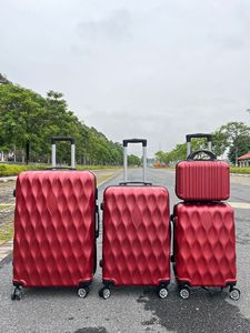 Ensemble de 4 valises rigides ABS avec logo personnalisé multicolores, motif diamant, valise de voyage portable - Product Image 6