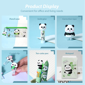 Bộ văn phòng phẩm sinh viên: máy tính xách tay lá lỏng lẻo, hộp bút chì, keo rắn, băng chỉnh sửa, bút trung tính, nhãn tên & clipbag pha lê - Product Image 3