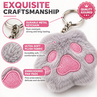 Porte-clés en peluche patte de chat douce de 4 pouces, breloque de sac en forme de griffe, prix pour machine de jeu d'arcade de centre commercial, stock direct usine
