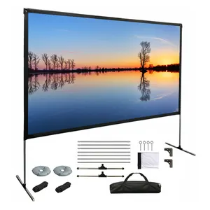 Pantalla de proyección portátil HD de 100 pulgadas, pantalla plegable para exteriores, compatible con proyección de doble cara para viaje y oficina, 16:9