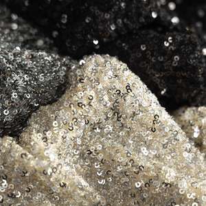 New Arrival Fashion Design Embroidery Woven Spandex Mesh Shiny Fluorescent Embroidery Stretch Plain Sequin <strong>Fabric</strong> for Skirts - Product Image 2