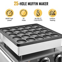 Machine à gaufres professionnelle en acier inoxydable pour la cuisson, revêtement antiadhésif, 220V 900W