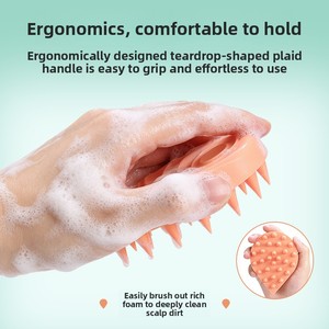 Brosse de massage du cuir chevelu en silicone, brosse à shampooing en une seule pièce en forme de goutte d'eau, exfoliant <span class=keywords><strong>pour</strong></span> cheveux, brosse de nettoyage <span class=keywords><strong>pour</strong></span> massage de la tête humide ou sèche, 4 couleurs - Product Image 3