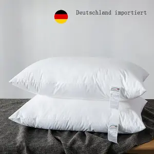 Hot Sale White Comfortable Pillow Core 60s Dupont Fiber Pure Cotton Feather Velvet Germany Imported Pillow For Five-Star Hotel