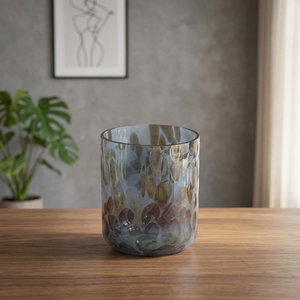 Porte-bougie en verre Hurricane fait main avec couvercle, forme ronde, sérigraphie 1 couleur, résistant à la chaleur, pour la décoration de la maison - Product Image 2