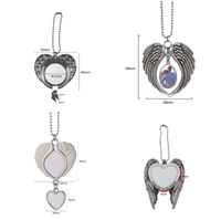 Ornement de voiture personnalisé par sublimation avec diverses formes d'ailes, pendentif en métal à suspendre au rétroviseur, cadeau commémoratif