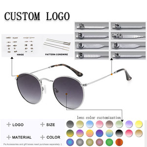 Lunettes de soleil rondes à monture métallique, verres dégradés, unisexe, protection UV 100%, protection solaire pour adultes - Product Image 2