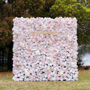 Mur de bienvenue rose 5D écologique en gros, arrangement de fleurs artificielles de 2,4x2,4m pour mariage, inscription, événement de <span class=keywords><strong>jardin</strong></span> - Product Image 4
