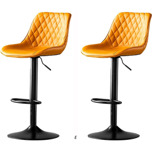 Sedia da Bar moderna da <span class=keywords><strong>cucina</strong></span> per colazione sgabello da Bar da banco senza braccioli in metallo nero con Base in pelle gialla sedia sgabello da Bar - Product Image 1