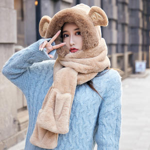 Écharpe d'épaississement de capuche pour femmes, écharpe de poche, chapeaux d'hiver à capuche, 3 pièces pour filles - Product Image 2