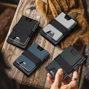 Portefeuille en aluminium anti-RFID pour hommes avec porte-cartes de poche avant, porte-billets et plaque arrière gravée - Product Image 6