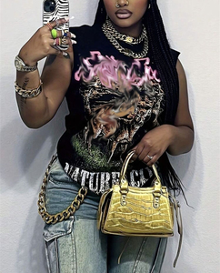 Camicetta Estiva Trendy da <span class=keywords><strong>Donna</strong></span>, Top Stampato Senza Maniche, Camicia Corta Casual per Ragazze, Blusa Femminile - Product Image 5