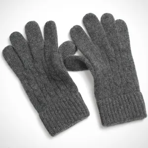 Otoño de Cachemira Escocia negro guantes de lana