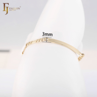 Pulseras de Eslabones Figaro de 3 mm y 13 cm+ de FJ Fallon Fashion Jewelry, Grabables, Chapadas en Oro de 14K sobre una Base de Latón