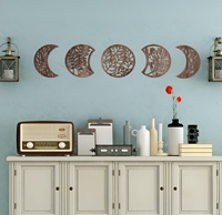 Décoration murale artisanale en bois personnalisable en usine, 5 pièces, phases de lune, pour salon, dortoir, appartement