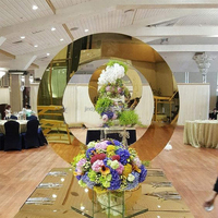 Support de fleurs doré brillant en forme de cercle pour centre de table de mariage, décoration de centre de table de mariage