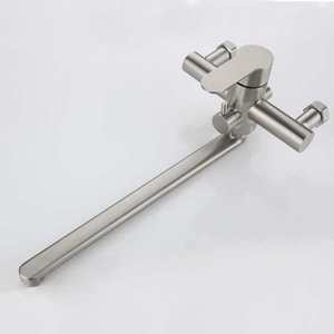 Wall Mounted Kitchen Faucet 304 Stainless Steel Single Handle Flexible <b>Spray</b> Modern <b>Style</b> With Booster Sprayer - Product Image 4