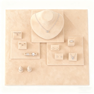 Chen lu ánh sáng sang trọng màu xám nhung trang sức hiển thị đứng cho nhẫn Dây chuyền vòng tay thiết kế đơn giản mô hình thiết lập - Product Image 5