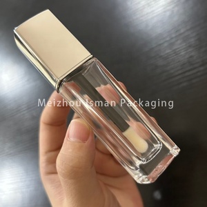 Tube <span class=keywords><strong>de</strong></span> gloss à lèvres carré en verre <span class=keywords><strong>de</strong></span> luxe ISMAN 10 ml avec capuchon argenté, applicateur large transparent, conteneur <span class=keywords><strong>de</strong></span> correcteur, logo personnalisé, vente en gros, marque privée - Product Image 2