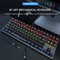 Profesional 87-kunci RGB LED Real mekanik Keyboard K550 USB 2.0 Backlit Desktop OEM Guangdong kabel tombol untuk PC kotak warna