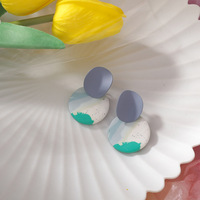 Bijoux fantaisie en gros Boucles d'oreilles Boho en argile polymère Boucles d'oreilles tendance colorées faites à la main en argile avec cercle géométrique pour femmes