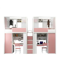 Lit superposé moderne double avec glissière en acier, bureau et armoire, garantie 1 an pour dortoir scolaire, hôpital, hôtel, appartement