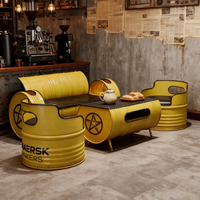 Ensemble de meubles en fer de style industriel moderne pour restaurant, bureau, salle de sport et bar à domicile - Combinaison canapé, table basse et chaises