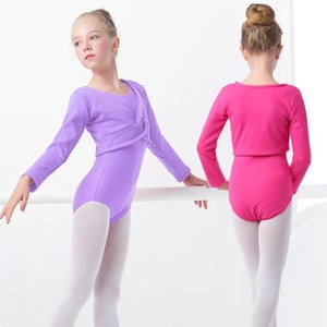 Tops de baile de <span class=keywords><strong>Ballet</strong></span> clásico para niñas, chaleco con cuello en V y manga larga, camisa corta de algodón para adultos, <span class=keywords><strong>ropa</strong></span> de baile de Spandex para niños - Product Image 2