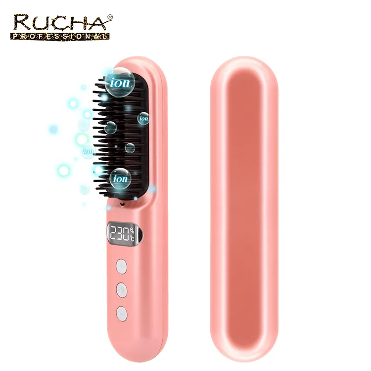 Pente alisador de cabelo elétrico profissional Mini escova alisadora de cabelo 200 milhões de iões MCH Hair Straightener Brush