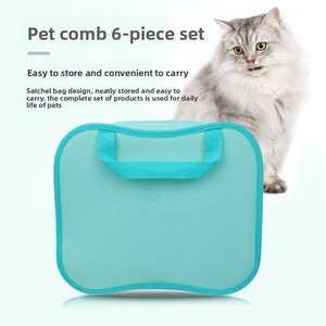 Kit de toilettage pour animaux 6 en 1, ensemble de brosses pour chiens et chats, brosse anti-poils, brosse démêlante, coupe-ongles avec sac de rangement portable, fournitures pour animaux de compagnie en gros - Product Image 3