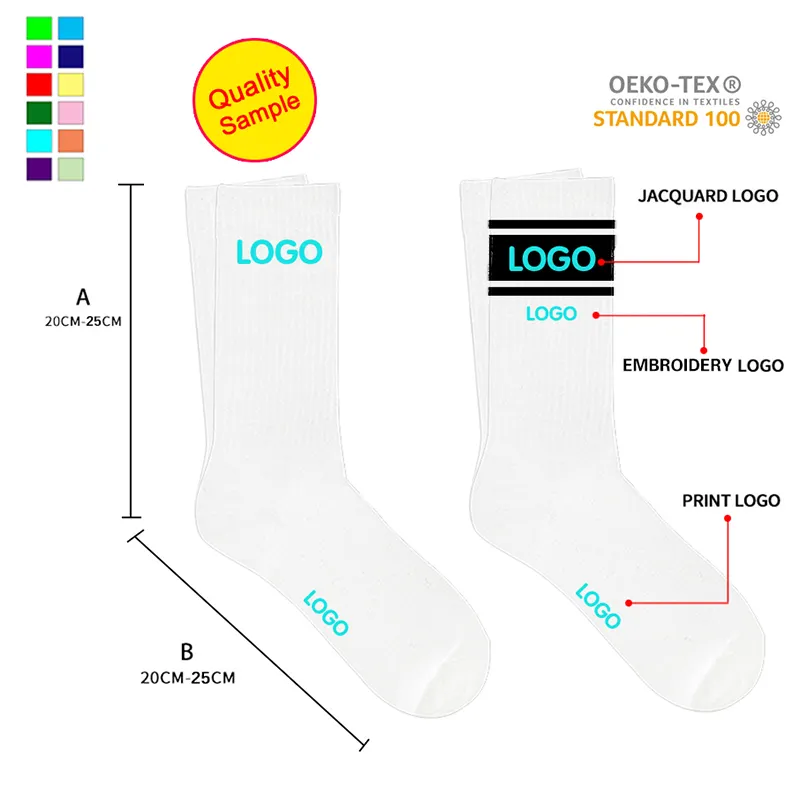 HAD Wholesale men women custom logo cotton socks new fashion plain color crew socks