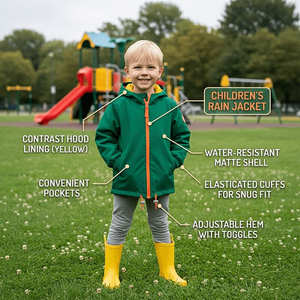 Chaqueta Impermeable y Cortavientos para Niños, con Capucha, Cierre <span class=keywords><strong>de</strong></span> Cremallera, Bordado <span class=keywords><strong>de</strong></span> Nailon, Ropa <span class=keywords><strong>de</strong></span> Lluvia Resistente para Exteriores - Product Image 4